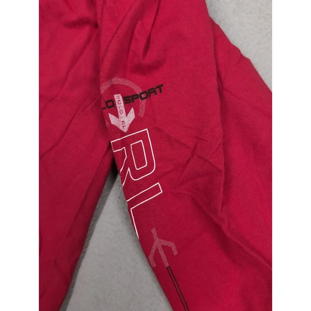 Polo Sport‎ Shirt Mens Large Ralph Lauren Long Sleeve Red Graphic Henley RL